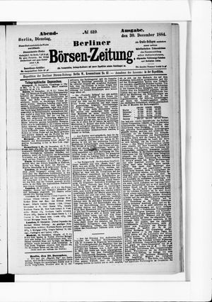 Berliner Börsen-Zeitung vom 30.12.1884