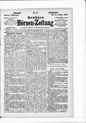 Berliner Börsen-Zeitung vom 14.01.1885