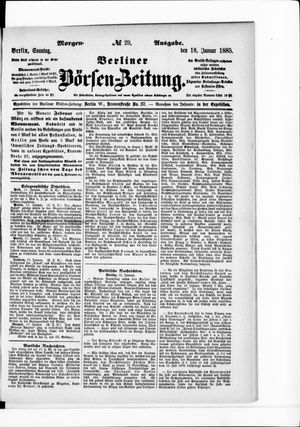Berliner Börsen-Zeitung on Jan 18, 1885