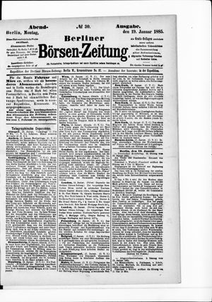 Berliner Börsen-Zeitung vom 19.01.1885