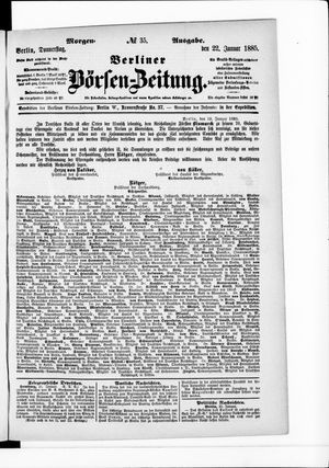 Berliner Börsen-Zeitung vom 22.01.1885