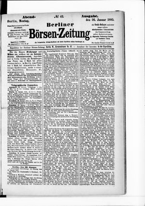 Berliner Börsen-Zeitung vom 26.01.1885