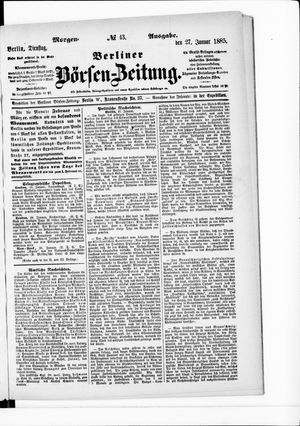 Berliner Börsen-Zeitung vom 27.01.1885
