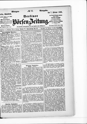 Berliner Börsen-Zeitung on Feb 7, 1885