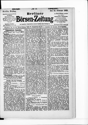 Berliner Börsen-Zeitung vom 13.02.1885