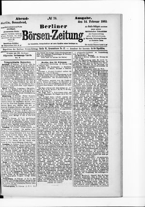 Berliner Börsen-Zeitung vom 14.02.1885