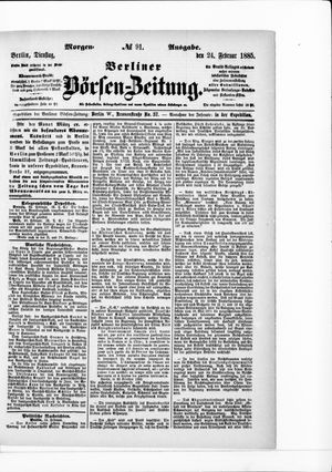 Berliner Börsen-Zeitung vom 24.02.1885