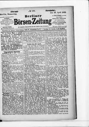 Berliner Börsen-Zeitung on Apr 23, 1885