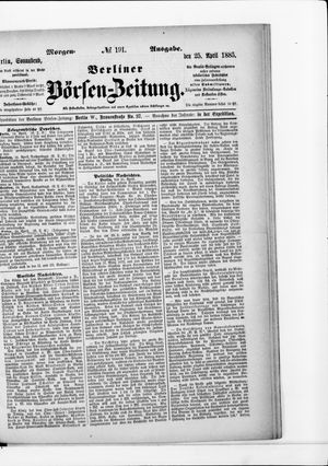 Berliner Börsen-Zeitung vom 25.04.1885