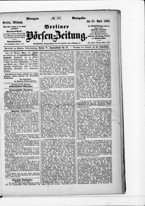 Berliner Börsen-Zeitung vom 29.04.1885
