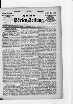 Berliner Börsen-Zeitung vom 20.05.1885