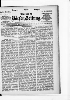 Berliner Börsen-Zeitung vom 30.05.1885