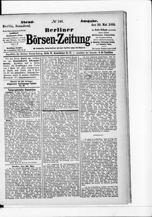 Berliner Börsen-Zeitung vom 30.05.1885