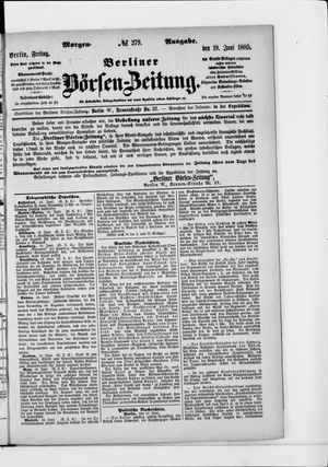 Berliner Börsen-Zeitung vom 19.06.1885