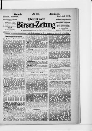 Berliner Börsen-Zeitung vom 01.07.1885
