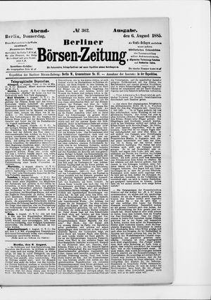 Berliner Börsen-Zeitung vom 06.08.1885