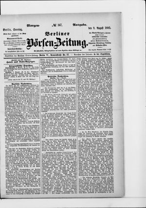 Berliner Börsen-Zeitung vom 09.08.1885
