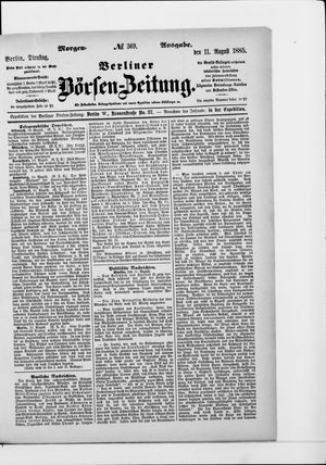 Berliner Börsen-Zeitung vom 11.08.1885