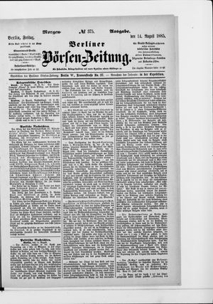 Berliner Börsen-Zeitung vom 14.08.1885