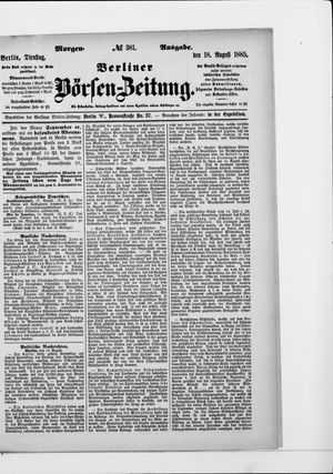 Berliner Börsen-Zeitung vom 18.08.1885
