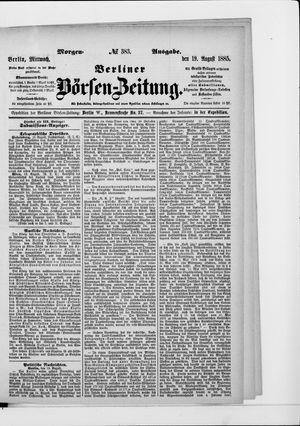 Berliner Börsen-Zeitung vom 19.08.1885