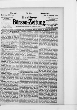 Berliner Börsen-Zeitung vom 19.08.1885