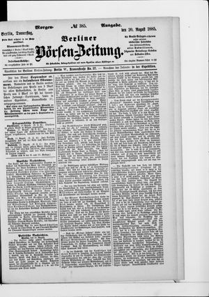 Berliner Börsen-Zeitung vom 20.08.1885