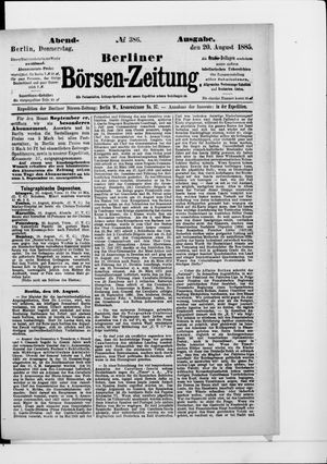 Berliner Börsen-Zeitung vom 20.08.1885