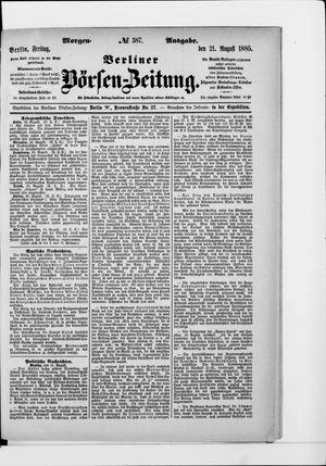 Berliner Börsen-Zeitung vom 21.08.1885