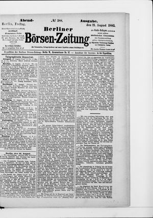 Berliner Börsen-Zeitung vom 21.08.1885