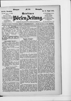 Berliner Börsen-Zeitung vom 22.08.1885