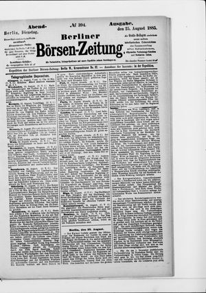 Berliner Börsen-Zeitung vom 25.08.1885