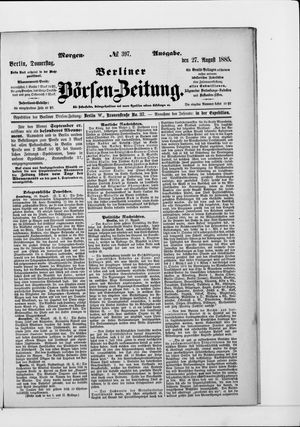 Berliner Börsen-Zeitung vom 27.08.1885