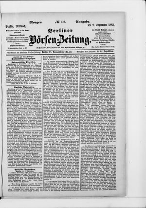 Berliner Börsen-Zeitung vom 09.09.1885
