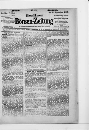 Berliner Börsen-Zeitung vom 11.09.1885