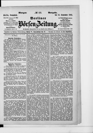 Berliner Börsen-Zeitung vom 12.09.1885