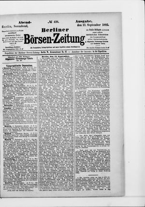 Berliner Börsen-Zeitung vom 12.09.1885