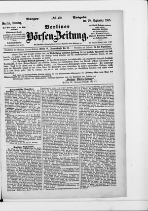 Berliner Börsen-Zeitung vom 20.09.1885
