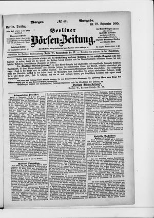 Berliner Börsen-Zeitung vom 22.09.1885