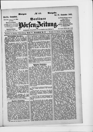 Berliner Börsen-Zeitung vom 26.09.1885