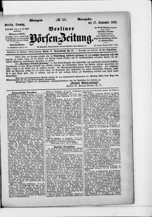 Berliner Börsen-Zeitung vom 27.09.1885