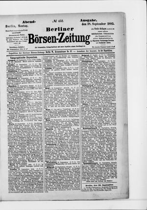 Berliner Börsen-Zeitung vom 28.09.1885