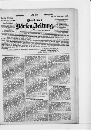 Berliner Börsen-Zeitung vom 29.09.1885