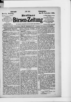Berliner Börsen-Zeitung vom 29.09.1885