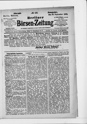 Berliner Börsen-Zeitung vom 30.09.1885