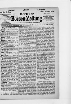 Berliner Börsen-Zeitung vom 02.10.1885