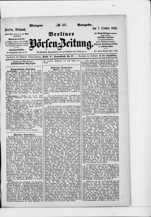 Berliner Börsen-Zeitung vom 07.10.1885