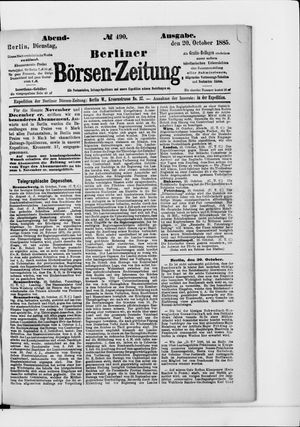 Berliner Börsen-Zeitung vom 20.10.1885