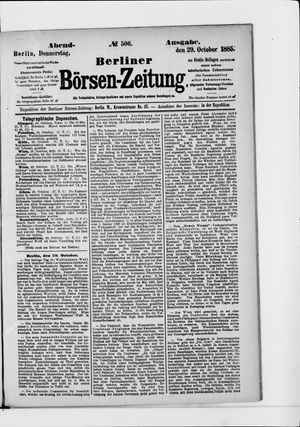 Berliner Börsen-Zeitung vom 29.10.1885
