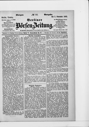 Berliner Börsen-Zeitung vom 03.11.1885